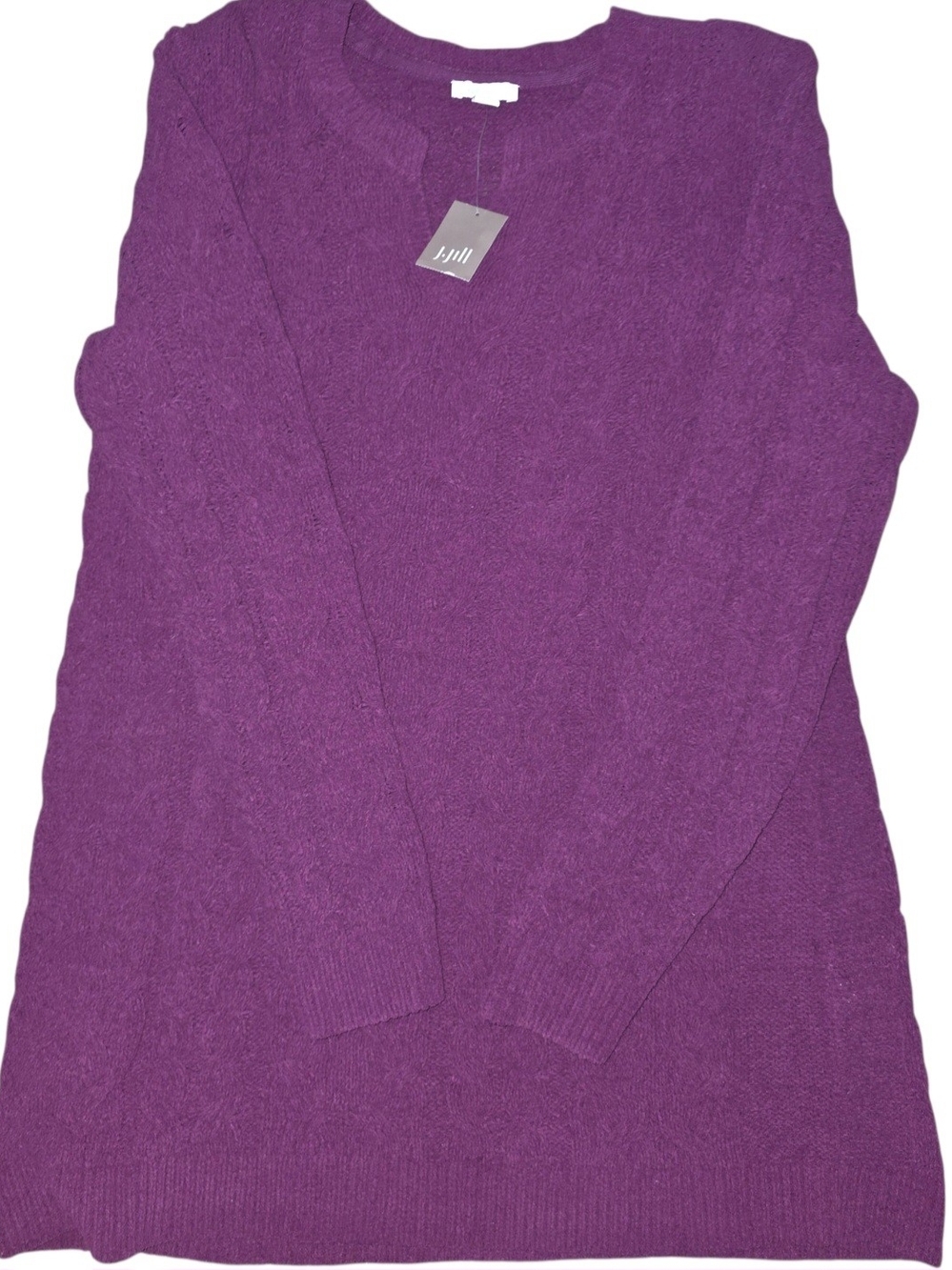 J.Jill Chenille Sugabeet Cableknit Crew Neck Long Sleeve Pullover Womens M